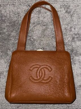 Chanel 1997-99 Brown Caviar Leather Structured Handbag
